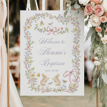 Enseigne de bienvenue pour baptême de lapin : Flor