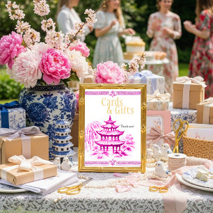 Enseigne de Cartes et Cadeaux Chinoiserie Rose