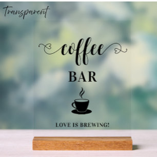 Enseigne de mariage en acrylique pour bar à café