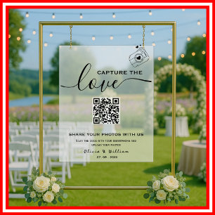 Enseigne de mariage photo QR givré Capturez l'Amou
