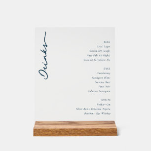 Enseigne de menu minimaliste bleu élégant
