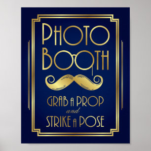 Enseigne de Photobooth Art Déco Or et Marine Impri