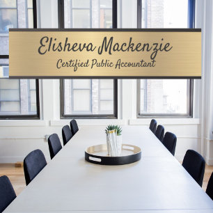 Enseigne de porte de bureau en faux or Plaque de n