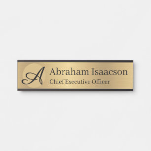Enseigne de porte de bureau en or faux plaque de n