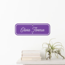 Enseigne de rue personnalisée pour enfants Purple
