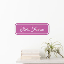 Enseigne de rue personnalisée pour enfants Rose &