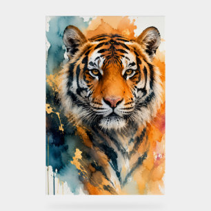 Enseigne en acrylique au tigre aquarelle
