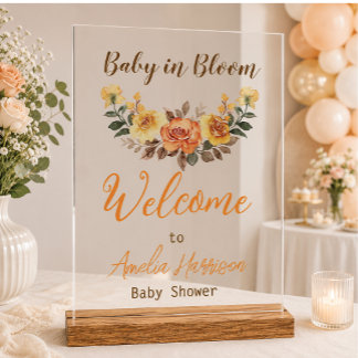 Enseigne en acrylique élégante pour Baby Shower à 