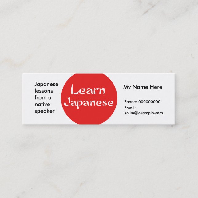 Enseignement du japonais — Cartes publicitaires (Devant)