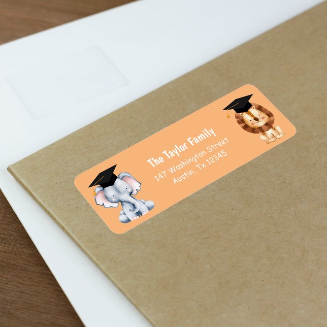 Enseignement préscolaire pour enfants d'animaux Ad (Animal Kids Preschool Graduation Return Addres Label)
