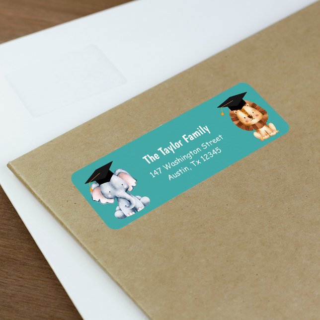 Enseignement préscolaire pour enfants d'animaux Ad (Animal Kids Preschool Graduation Return Addres Label)