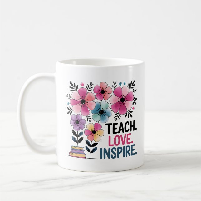 Enseigner l'amour inspirer Mug | Coupe Floral de c (Gauche)