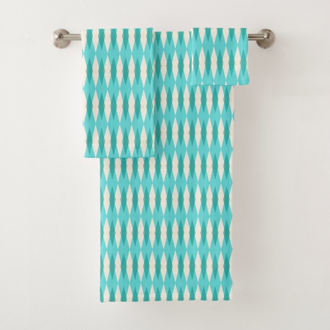 Ensemble à motifs de losanges moderne de serviette (En situation)