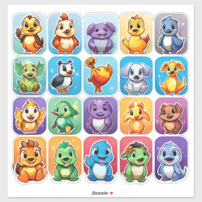 Ensemble amusant de stickers animaliers (Feuille)