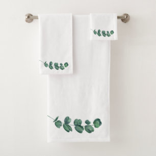Ensemble blanc de serviette d'eucalyptus