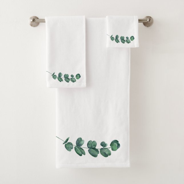 Ensemble blanc de serviette d'eucalyptus (En situation)