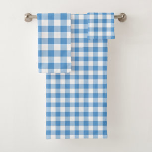 Ensemble bleu-clair et blanc de serviette de plaid