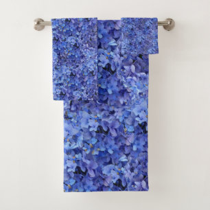 Ensemble bleu de serviette d'hortensia