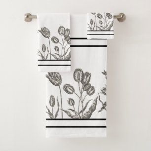 Ensemble botanique vintage de serviette de Bath de