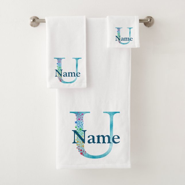 Ensemble-cadeau de bain à monogramme initial lettr (En situation)