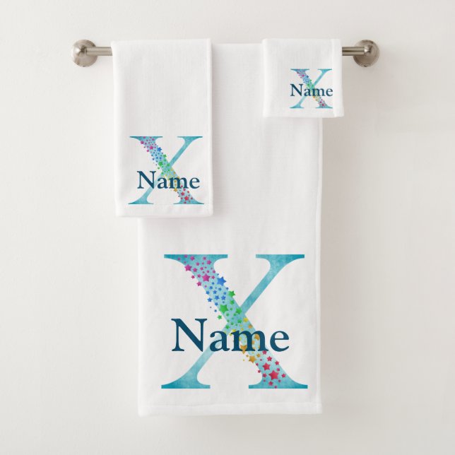 Ensemble-cadeau de bain à monogramme initial X (En situation)