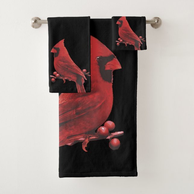 Ensemble cardinal de serviette de salle de bains (En situation)