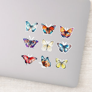 Ensemble Coloré de 9 Autocollants Papillons