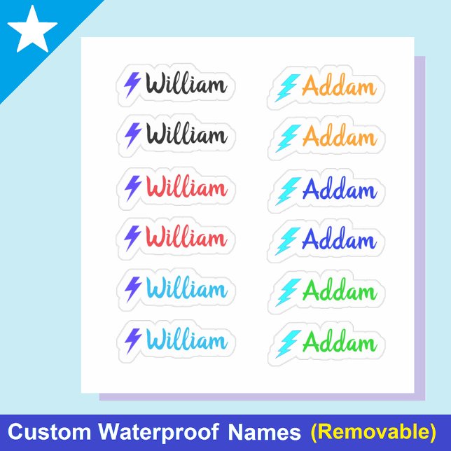 (Ensemble de 12) Étiquettes minimaux de nom blanc  (Personalized name stickers
Small name labels)