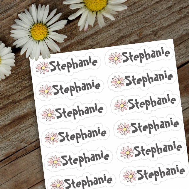 Ensemble de 12 petits Étiquettes de nom de marguer (Whimsical daisy name stickers🌼🌼)