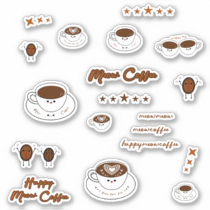 Ensemble de 19 autocollants vinyles Kawaii Meow Ca