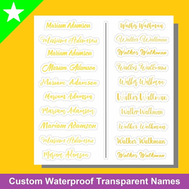 (Ensemble de 20) Stickers de nom simple Gold Trans (Gold transparent stickers
)