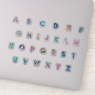 Ensemble de 27 autocollants holographiques alphab