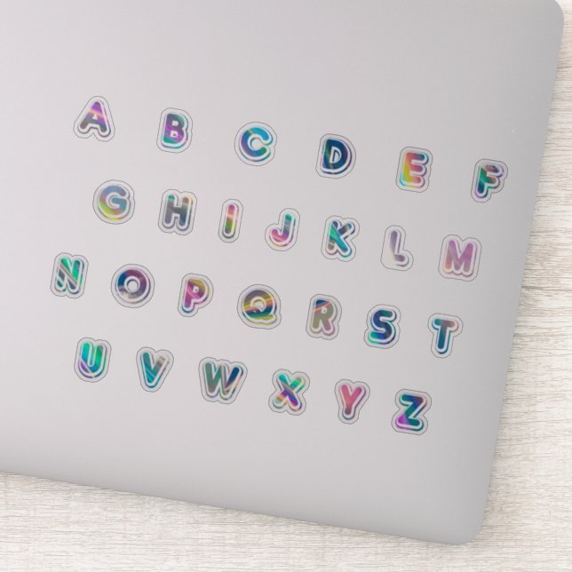 Ensemble de 27 autocollants holographiques alphabé (Détail)