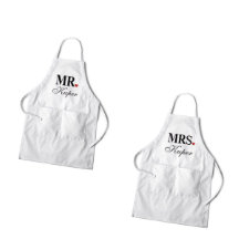 Ensemble de 2 M. & Mme Heart Couple's White Aprons