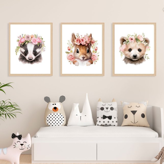 Ensemble De 3 Animaux Boisés Pink Girl Prinsery (Créateur téléchargé)