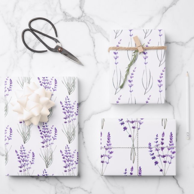 Ensemble de 3 feuilles plates de papier d'emballag (Recto)