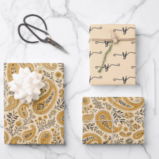 Ensemble de 3 feuilles plates de papier d'emballag