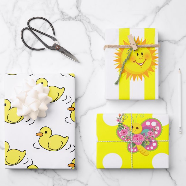 Ensemble de 3 feuilles plates de papier d'emballag (Recto)