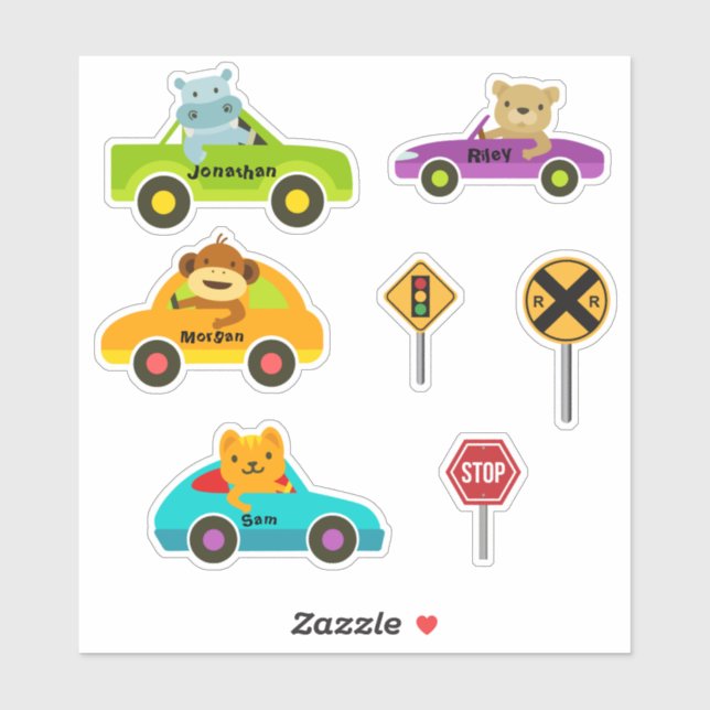 Ensemble De 4 Beaux Animaux Stickers Conduite (Feuille)