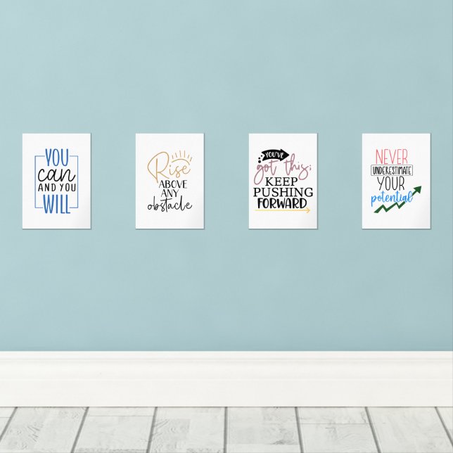 Ensemble de 4 impressions de devis Inspirationnell (Parquet)