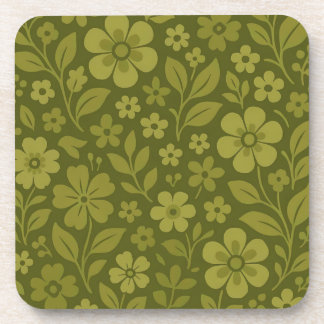 Ensemble de 6 dessous de verre à motif floral vert