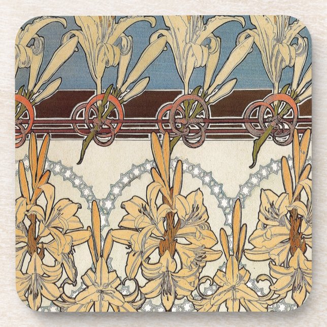 Ensemble de 6 Dessous de verre Art nouveau (Devant)