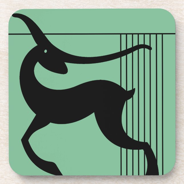 Ensemble de 6 Dessous de verre de cerfs Art déco (Devant)