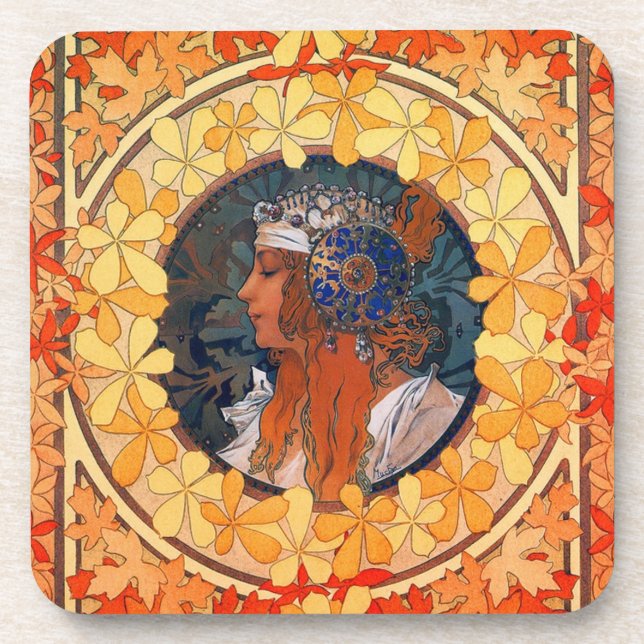 Ensemble de 6 dessous de verre de Nouveau d'art (Devant)