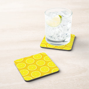 Ensemble de 6 dessous de verre jaunes en tranche d