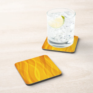 Ensemble de 6 dessous de verre jaunes tissage doré