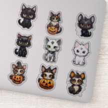 Ensemble de 9 chats Halloween Stickers Vinyl