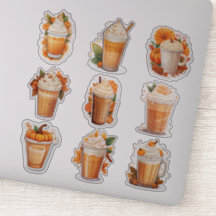 Ensemble de 9 Stickers Citrouille en latte de viny