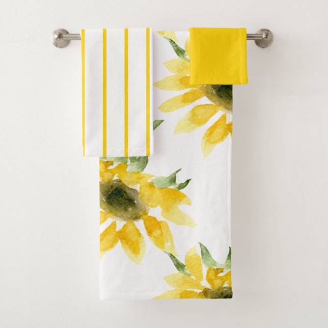 Ensemble de bain de tournesol brillant d'aquarelle (En situation)
