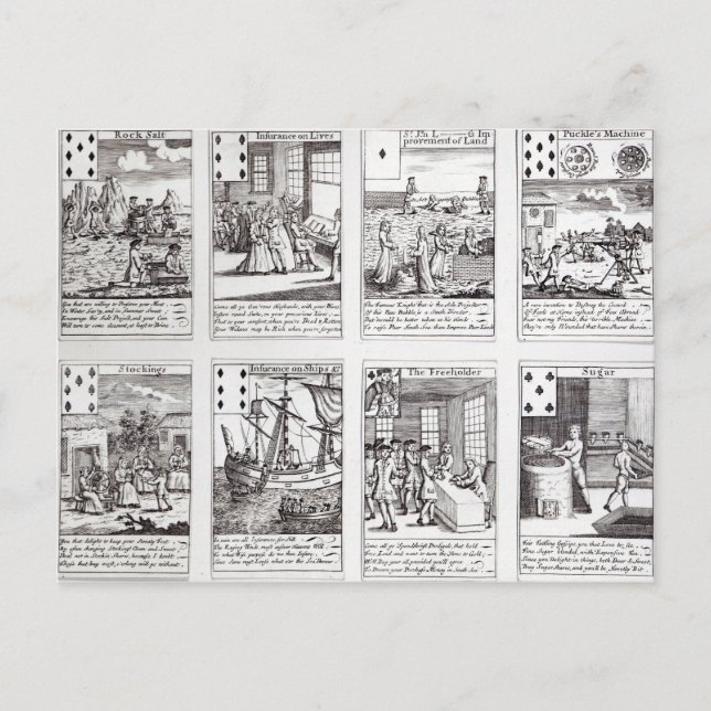 Ensemble de cartes de jeu représentant la satire (Devant)